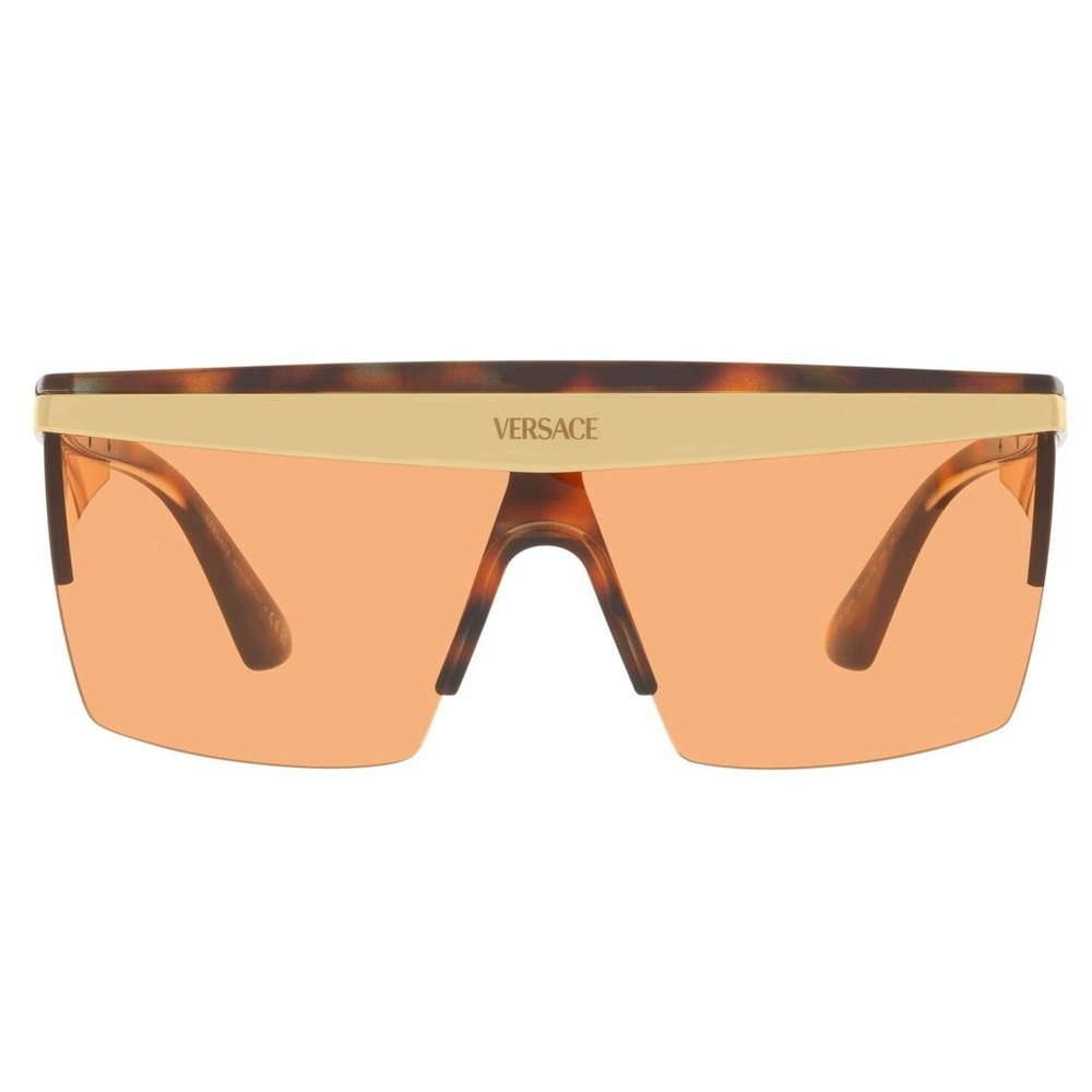 Versace Tortoise Shell Sunglasses with Gold and Orange Accents